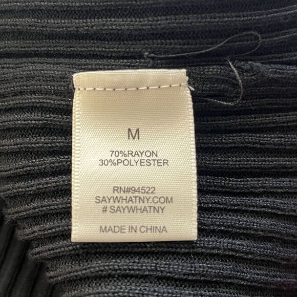 Vintage Y2K Say What Womens Sz M Fitted Black Dress Ribbed Long Sleeve - Picture 3 of 5